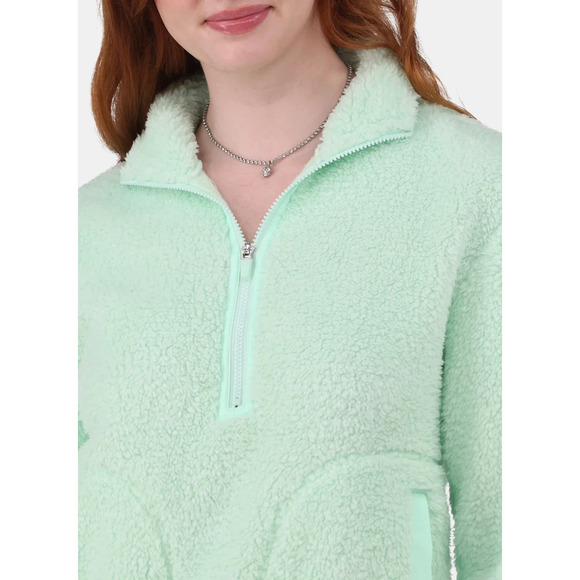 No Boundaries Womens Half Zip Plush Pullover with Pockets Fairy Green Size L - Picture 4 of 7